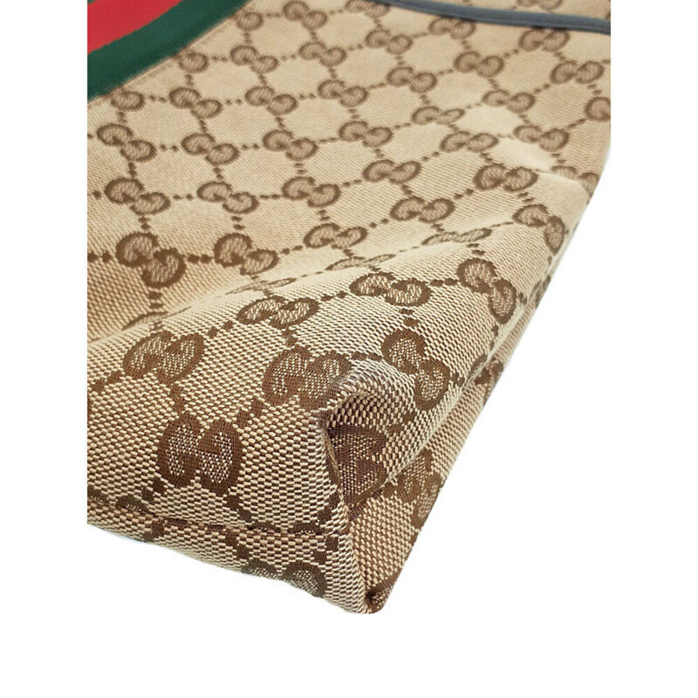 Gucci GG Monogram Brown Web Flat Messenger Bag red green web - Picture 9 of 9